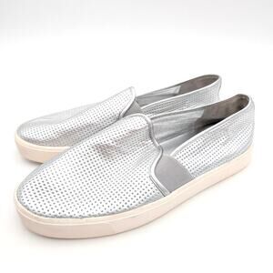 Vince Blair Slip On Sneaker Shoes Women's Round Toe Silver Size US8M EU38.5